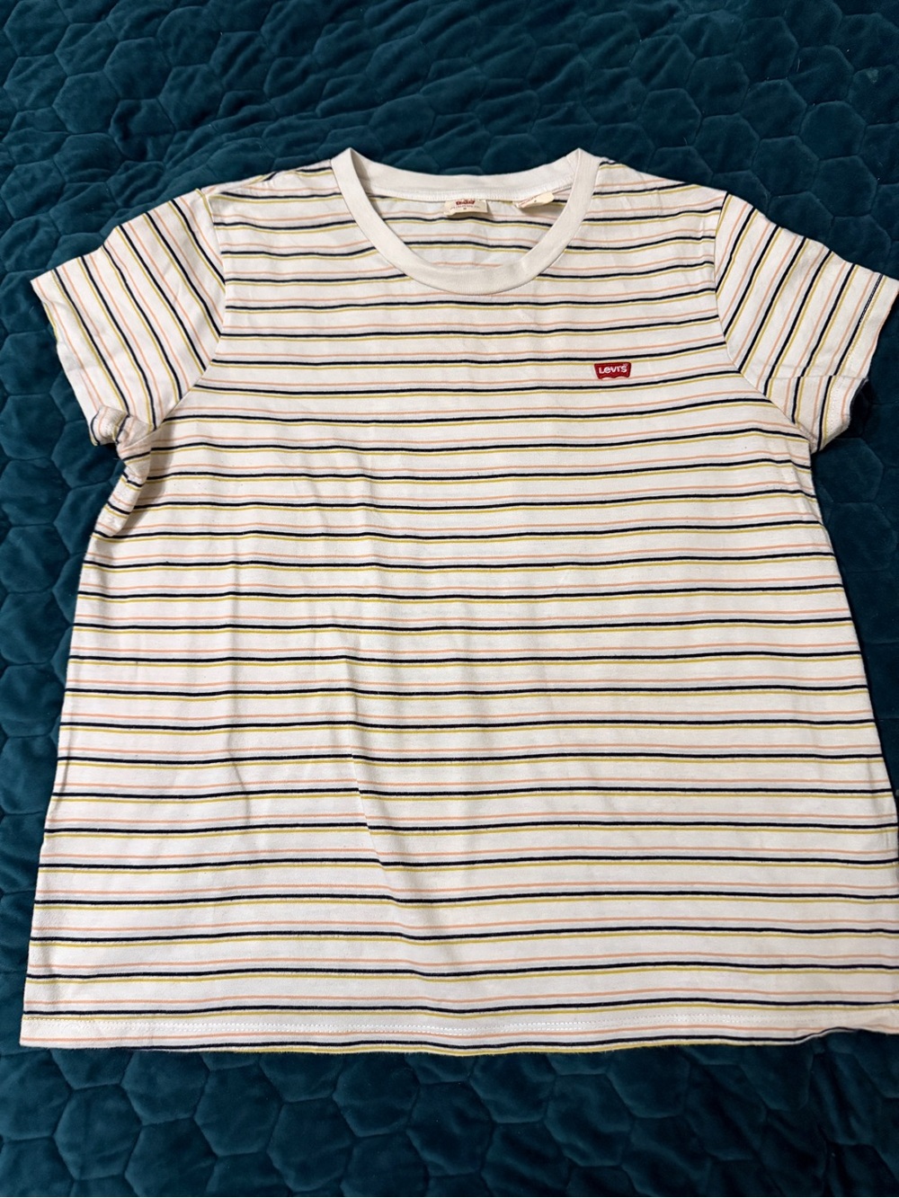 Levi's Women’s Medium Short Sleeve Tee Shirt Black Yellow Stripes